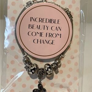 Elegant Silver and Black Charm Bracelet